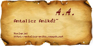 Antalicz Anikó névjegykártya